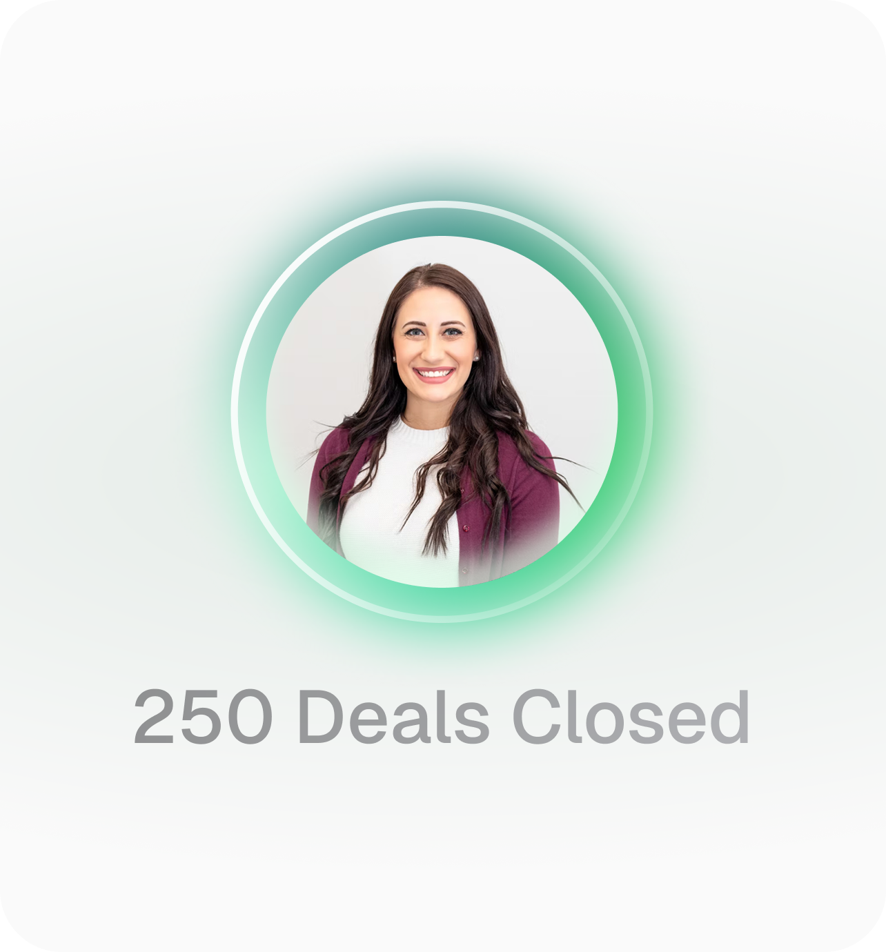 Agent profile showing 250 deals closed